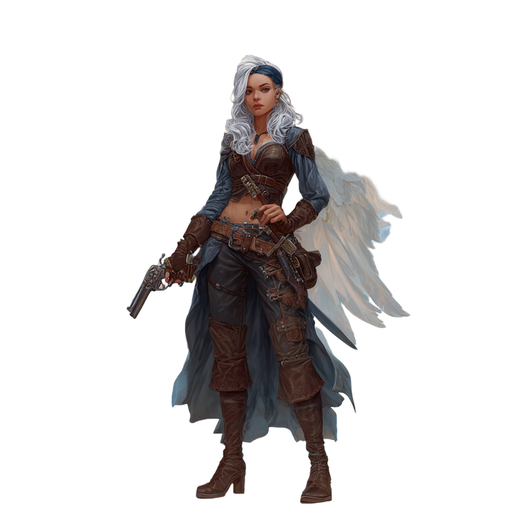 Silver-Haired Pirate Angel Vinyl Car Decal Sticker – Waterproof & UV-Resistant 3.4133333333333336"