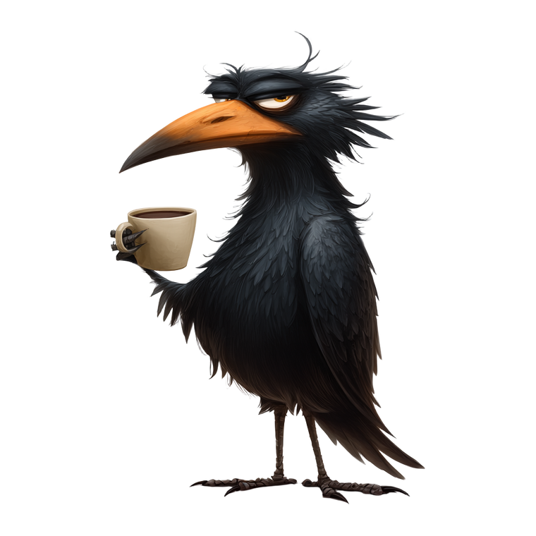 Coffee Crow Vinyl Car Decal Sticker – Waterproof & UV-Resistant 3.4133333333333336"