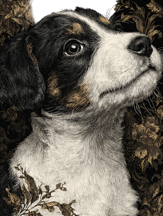 Vintage Puppy Portrait Vinyl Car Decal Sticker – Waterproof & UV-Resistant 8.213333333333333"
