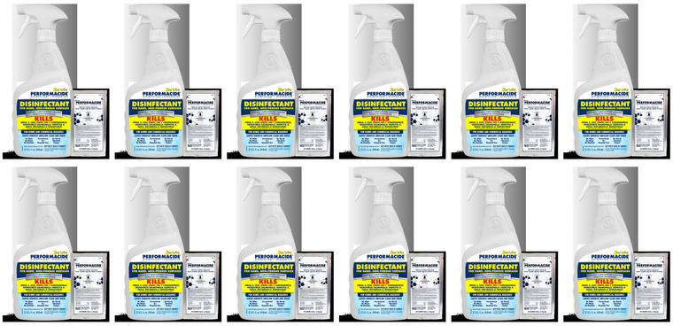 12x Performacide 32oz Surface Sanitizer Kit | Kills MRSA, Listeria, Coronavirus | No Residue, Long Shelf Life