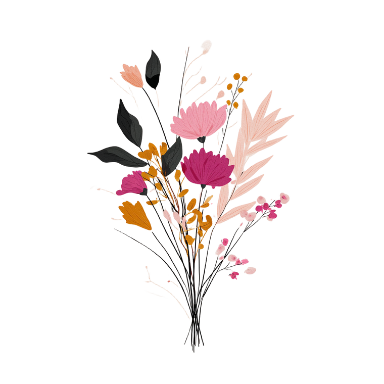 Bouquet Illustration Vinyl Car Decal Sticker – Waterproof & UV-Resistant 3.4133333333333336"