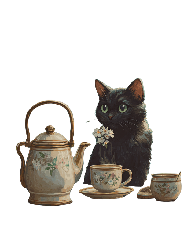Black Cat Tea V2 Vinyl Car Decal Sticker – Waterproof & UV-Resistant 4.1066666666666665"