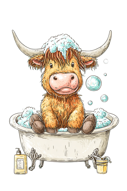 Stylized Highland Cow Vinyl Car Decal Sticker – Waterproof & UV-Resistant 8.96"