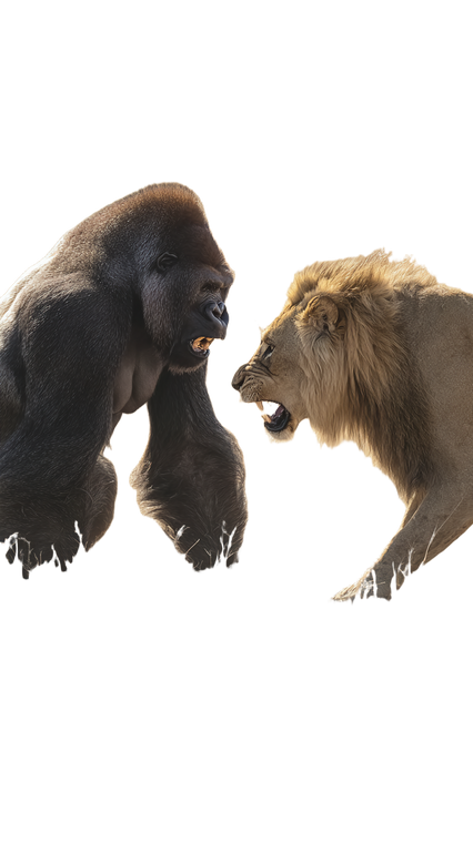Gorilla Vs Lion V4 Vinyl Car Decal Sticker – Waterproof & UV-Resistant 9.706666666666667"