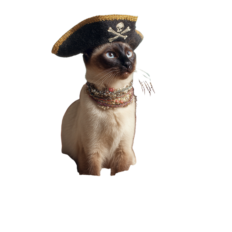 Pirate Siamese Cat V16 Vinyl Car Decal Sticker – Waterproof & UV-Resistant 6.826666666666667"
