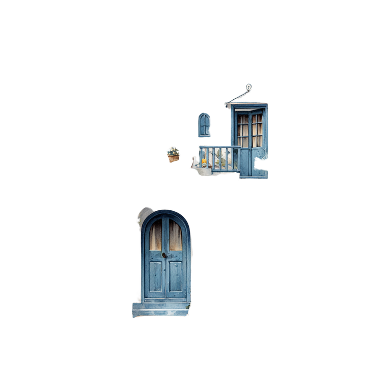 Greek Fairytale Cottage Vinyl Car Decal Sticker – Waterproof & UV-Resistant 6.826666666666667"