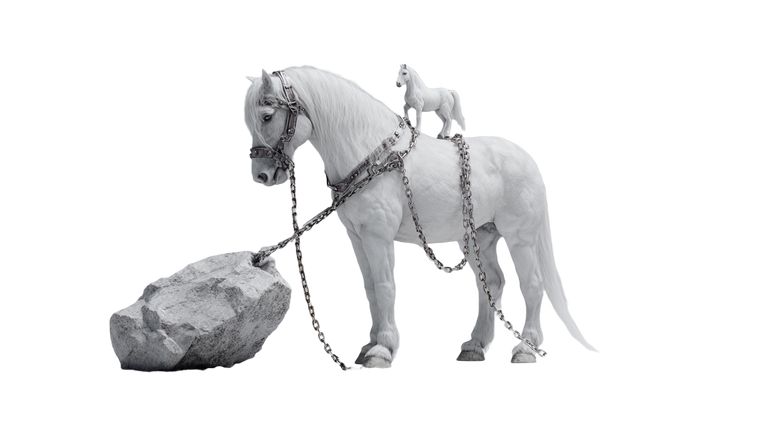 Chained White Horse Vinyl Car Decal Sticker – Waterproof & UV-Resistant 5.4