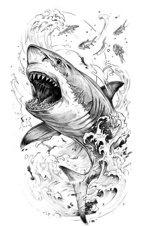 Aggressive Shark Tattoo Vinyl Car Decal Sticker – Waterproof & UV-Resistant 4.586666666666667"