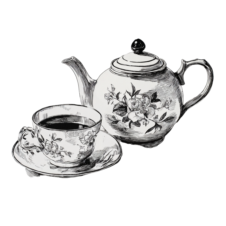 Floral Teapot Drawing Vinyl Car Decal Sticker – Waterproof & UV-Resistant 3.4133333333333336"