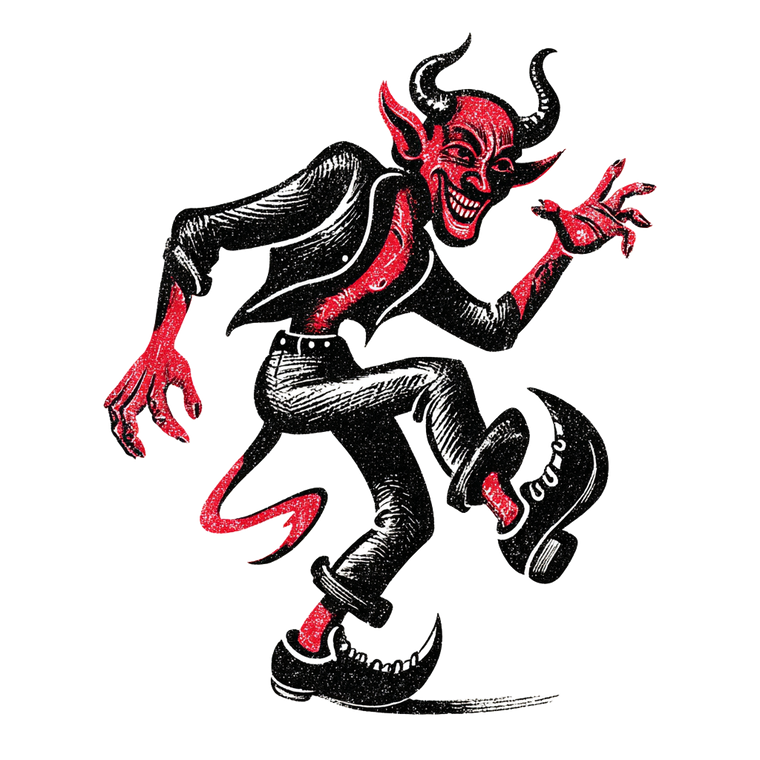 Dancing Devil Tattoo V2 Vinyl Car Decal Sticker – Waterproof & UV-Resistant 3.4133333333333336"