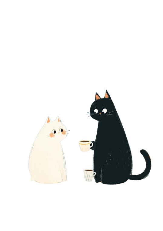 Cats Serving Coffee Vinyl Car Decal Sticker – Waterproof & UV-Resistant 8.746666666666666"