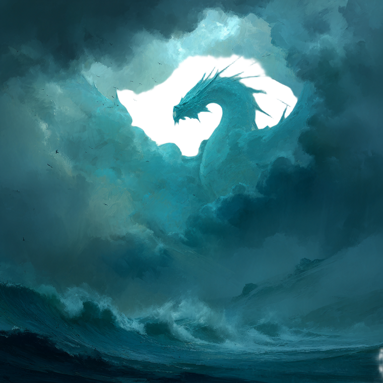 Teal Storm Dragon Vinyl Car Decal Sticker – Waterproof & UV-Resistant 3.4133333333333336"