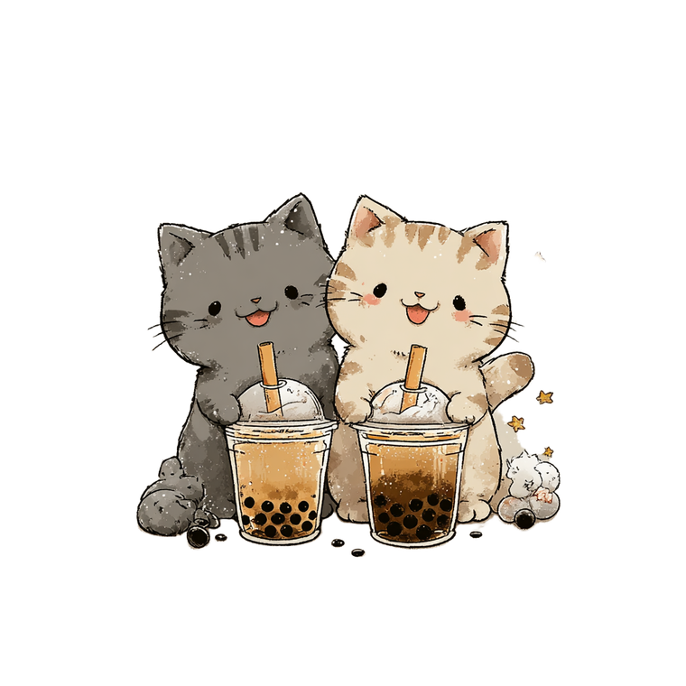 Kawaii Cats Boba Vinyl Car Decal Sticker – Waterproof & UV-Resistant 3.4133333333333336"