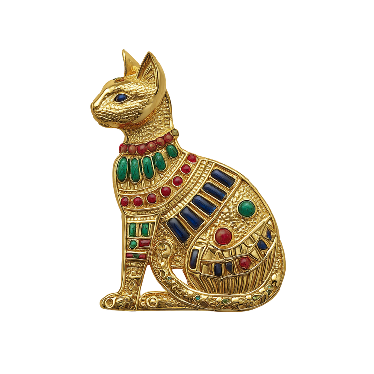 Golden Cat Brooch Vinyl Car Decal Sticker – Waterproof & UV-Resistant 6.826666666666667"