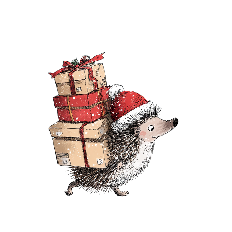 Christmas Hedgehog Courier Vinyl Car Decal Sticker – Waterproof & UV-Resistant 3.4133333333333336"