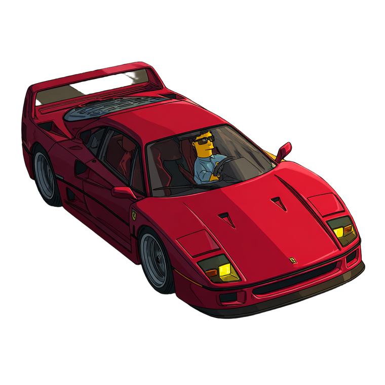 Cartoon Ferrari F40 Vinyl Car Decal Sticker – Waterproof & UV-Resistant 6.826666666666667"