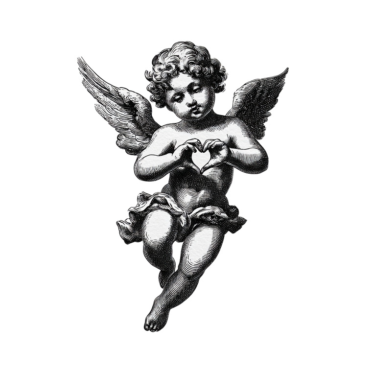 Engraver Style Cupid Vinyl Car Decal Sticker – Waterproof & UV-Resistant 6.826666666666667"