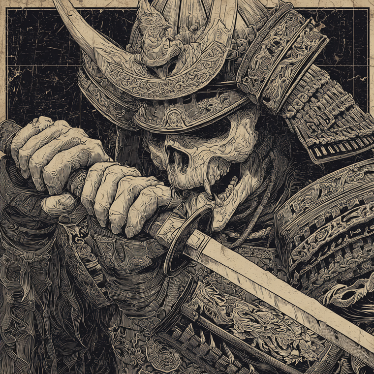 Skeletal Samurai Warrior V3 Vinyl Car Decal Sticker – Waterproof & UV-Resistant 6.826666666666667"