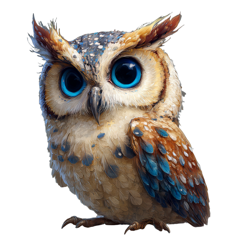 Cute Blue-Eyed Owl Vinyl Car Decal Sticker – Waterproof & UV-Resistant 3.4133333333333336"