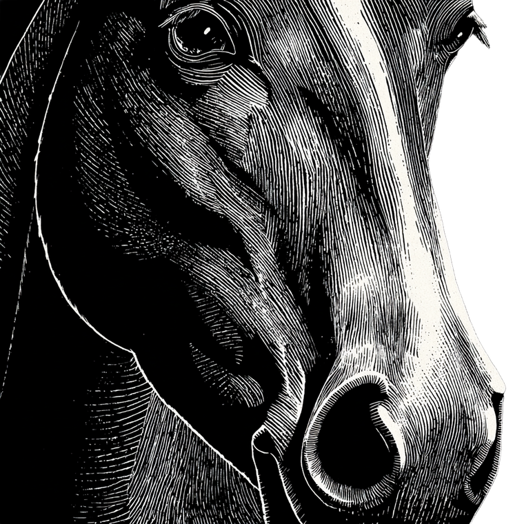 Horse Linocut Vinyl Car Decal Sticker – Waterproof & UV-Resistant 3.4133333333333336"