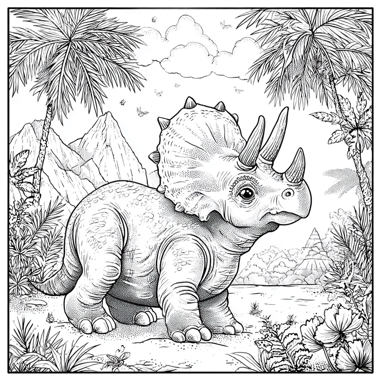 Cute Triceratop Jungle Vinyl Car Decal Sticker – Waterproof & UV-Resistant 3.4133333333333336"