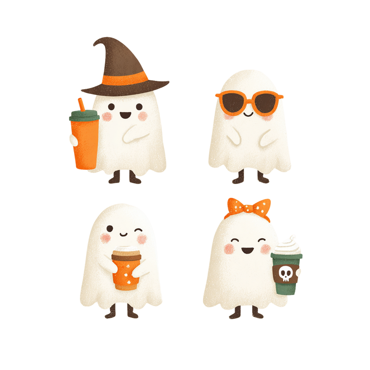 Kawaii Cartoon Ghosts Vinyl Car Decal Sticker – Waterproof & UV-Resistant 6.826666666666667"