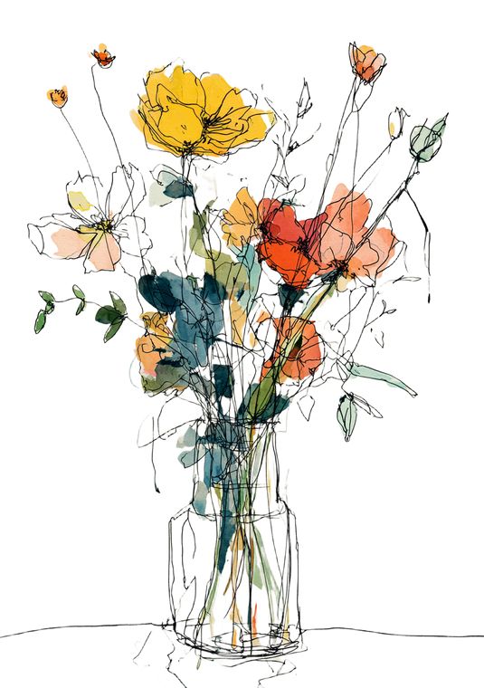 Minimalist Floral Bouquet V2 Vinyl Car Decal Sticker – Waterproof & UV-Resistant 4.32"