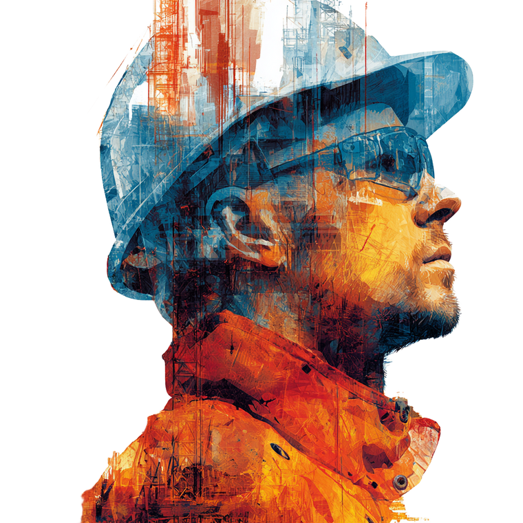 Construction Worker Portrait V16 Vinyl Car Decal Sticker – Waterproof & UV-Resistant 6.826666666666667"