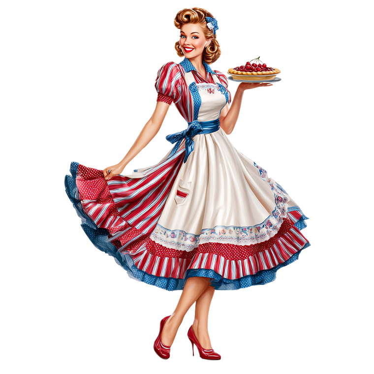 1950S Woman Pie Vinyl Car Decal Sticker – Waterproof & UV-Resistant 6.826666666666667"