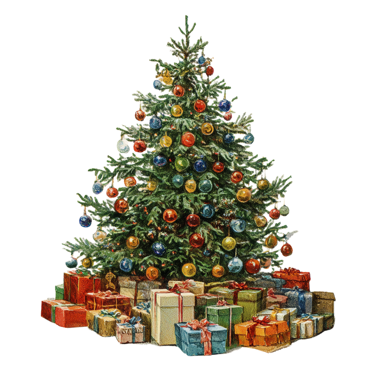 Vintage Christmas Tree V2 Vinyl Car Decal Sticker – Waterproof & UV-Resistant 6.826666666666667"