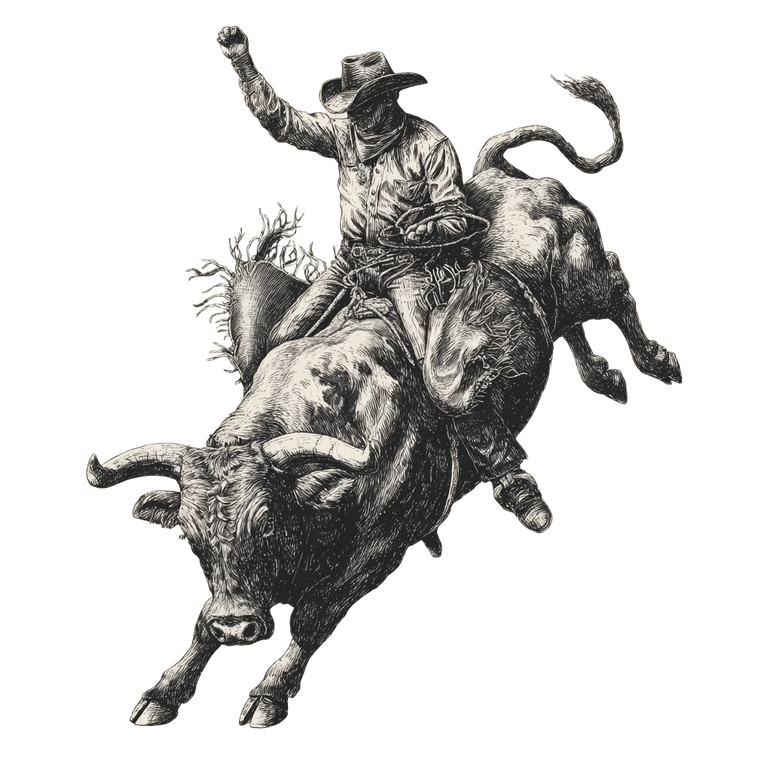 Rodeo Cowboy Illustration V2 Vinyl Car Decal Sticker – Waterproof & UV-Resistant 3.4133333333333336"