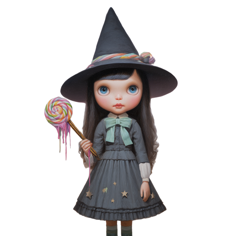 Doll-Faced Witch Vinyl Car Decal Sticker – Waterproof & UV-Resistant 3.4133333333333336"
