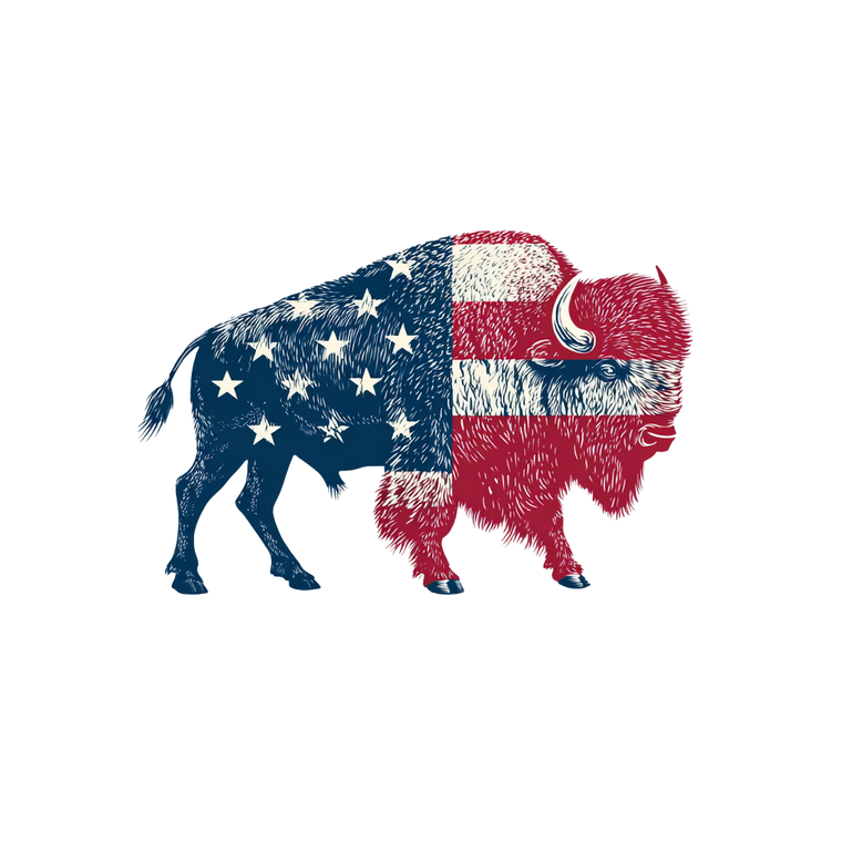 Patriotic Bison Sticker V2 Vinyl Car Decal Sticker – Waterproof & UV-Resistant 3.4133333333333336"