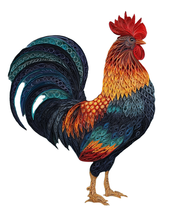 Colorful Quilled Rooster Vinyl Car Decal Sticker – Waterproof & UV-Resistant 4.0"
