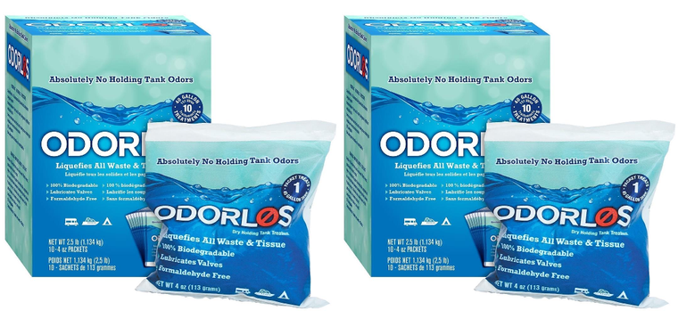 2x Powerful Waste Tank Treatment | Odorlos Alternative | Breaks Down Waste and Tissue | Scent-Free | 40 Gallon Tank | 4 oz Pack of 10