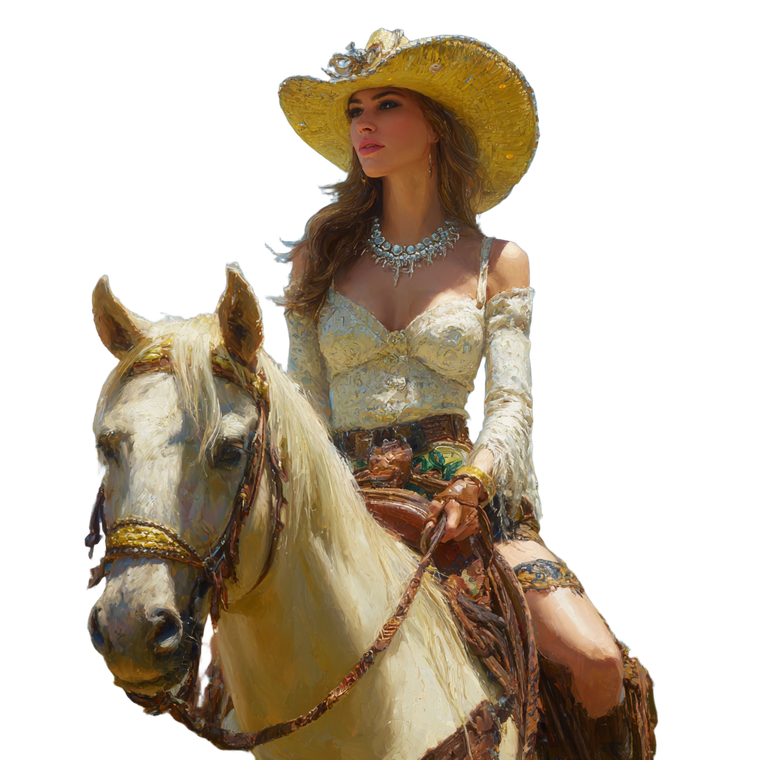 Opulent Cowgirl Riding V2 Vinyl Car Decal Sticker – Waterproof & UV-Resistant 3.4133333333333336"