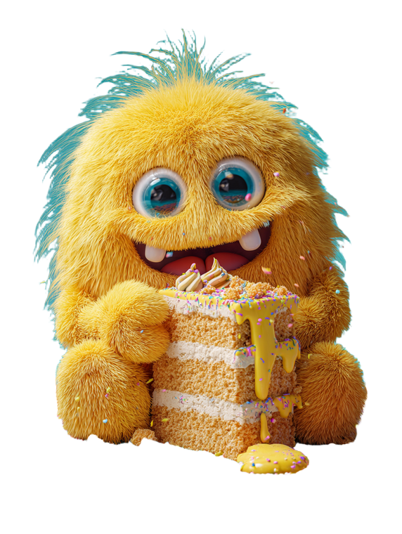 Fluffy Cake Monster Vinyl Car Decal Sticker – Waterproof & UV-Resistant 8.213333333333333"