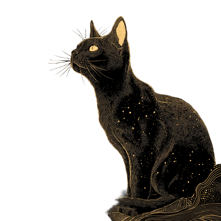 Golden Magic Cat V2 Vinyl Car Decal Sticker – Waterproof & UV-Resistant 3.4133333333333336"