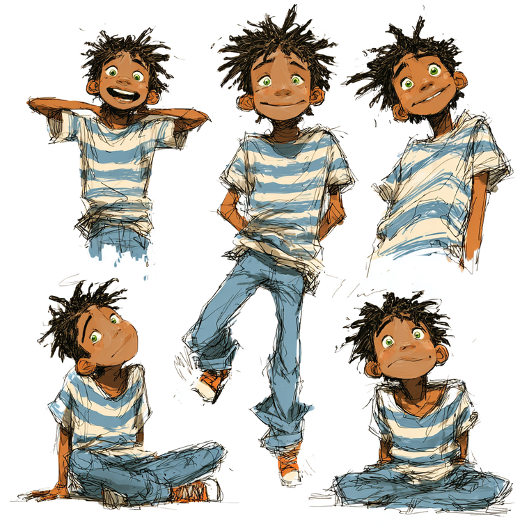 Happy Striped Boy Vinyl Car Decal Sticker – Waterproof & UV-Resistant 3.4133333333333336"