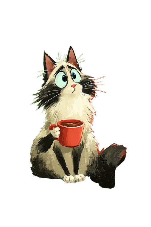 Vintage Coffee Cat V2 Vinyl Car Decal Sticker – Waterproof & UV-Resistant 8.96"