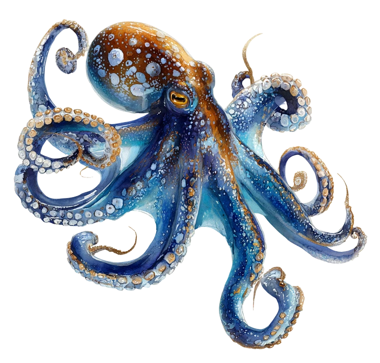 Watercolor Octopus V2 Vinyl Car Decal Sticker – Waterproof & UV-Resistant 3.4133333333333336"