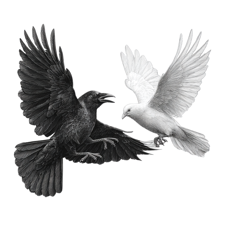 Crow Vs Dove Vinyl Car Decal Sticker – Waterproof & UV-Resistant 3.4133333333333336"