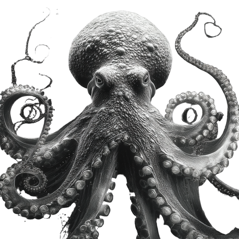 White Octopus Drawing Vinyl Car Decal Sticker – Waterproof & UV-Resistant 3.4133333333333336"