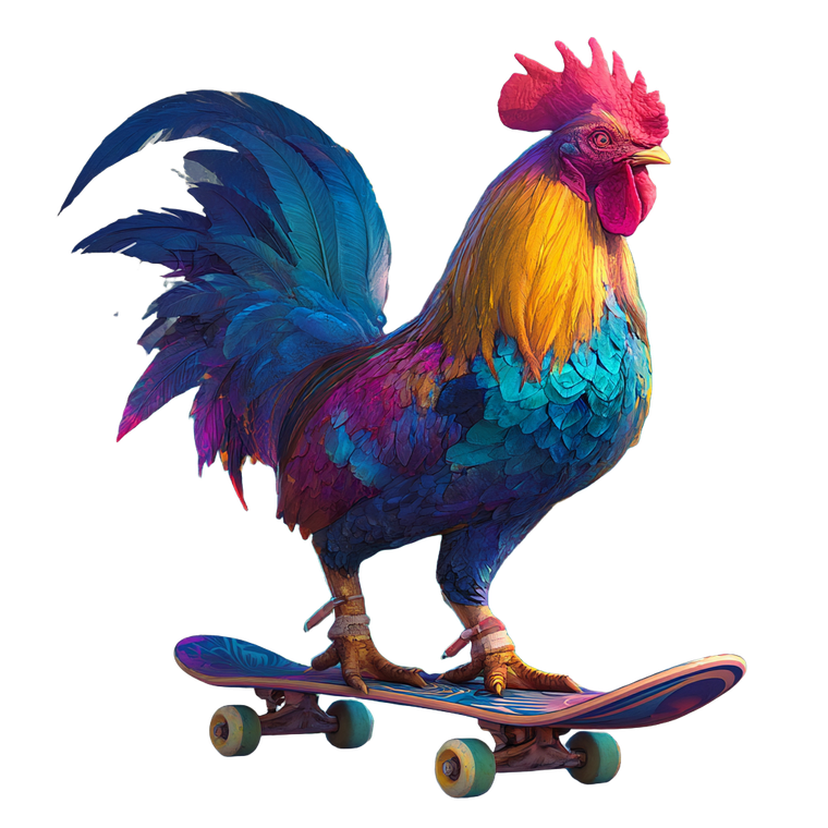 Colorful Skateboarding Rooster Vinyl Car Decal Sticker – Waterproof & UV-Resistant 3.4133333333333336"