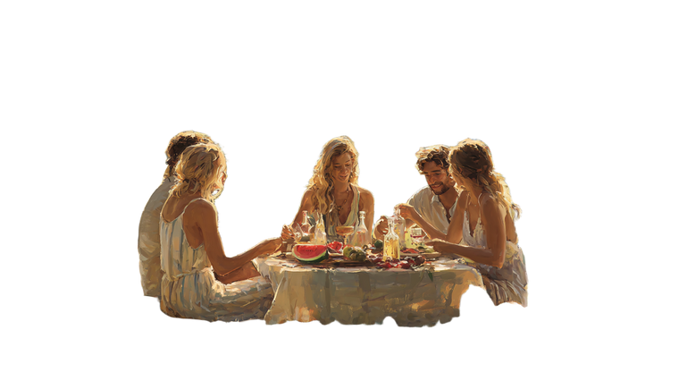 Summer Dinner Friends Vinyl Car Decal Sticker – Waterproof & UV-Resistant 5.4