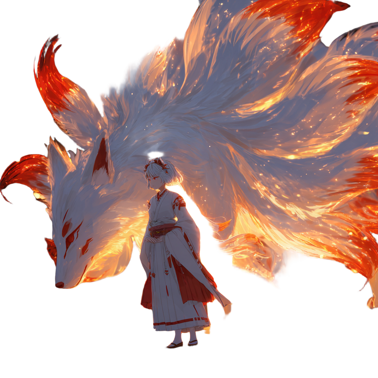 Nine-Tailed Fox Goddess Vinyl Car Decal Sticker – Waterproof & UV-Resistant 3.4133333333333336"