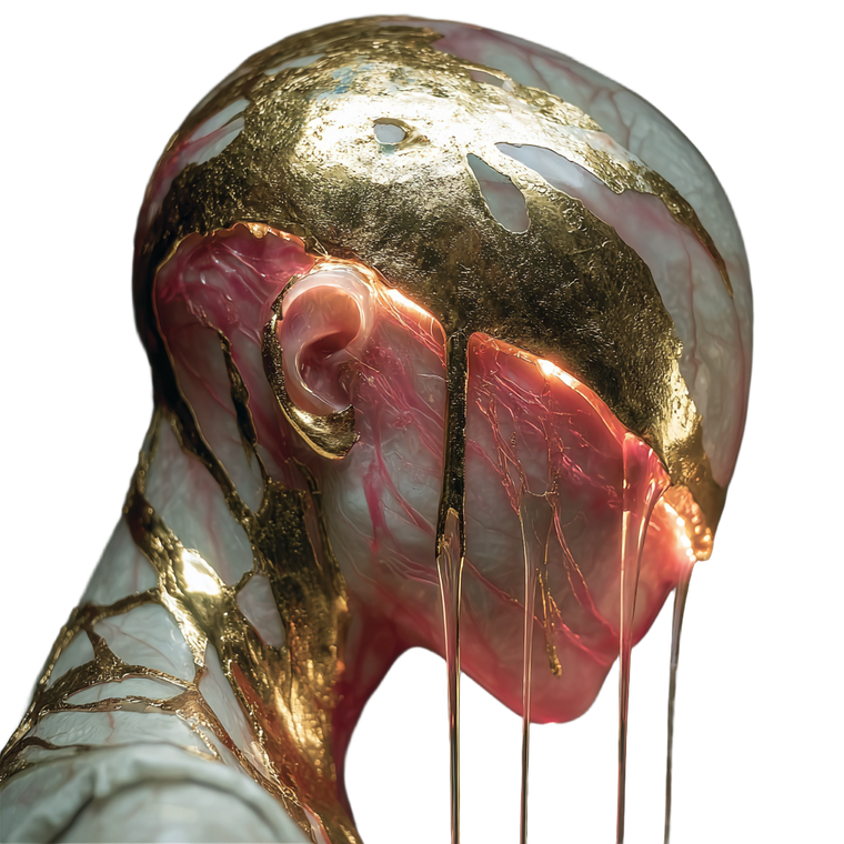 Surreal Golden Alien Vinyl Car Decal Sticker – Waterproof & UV-Resistant 3.4133333333333336"