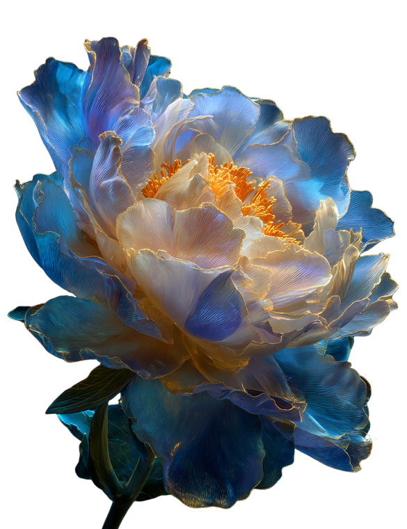 Glowing Blue Peony V2 Vinyl Car Decal Sticker – Waterproof & UV-Resistant 8.32"