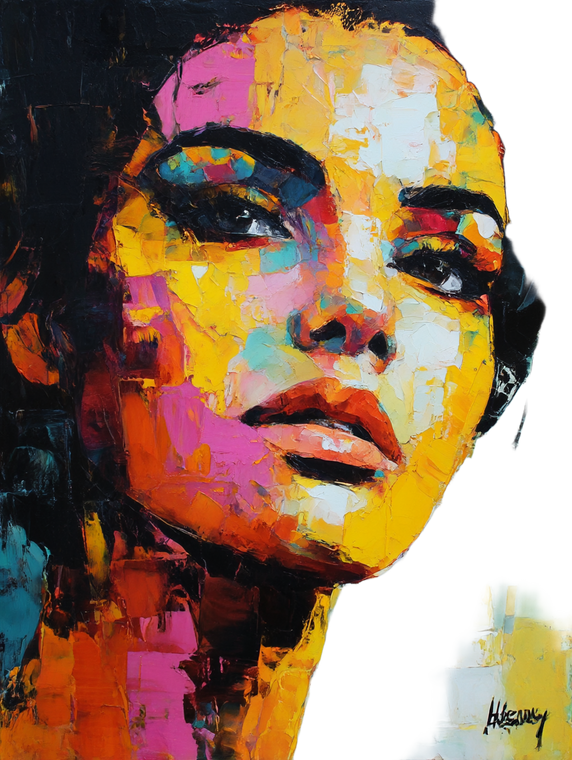 Expressionist Woman Portrait Vinyl Car Decal Sticker – Waterproof & UV-Resistant 8.213333333333333"