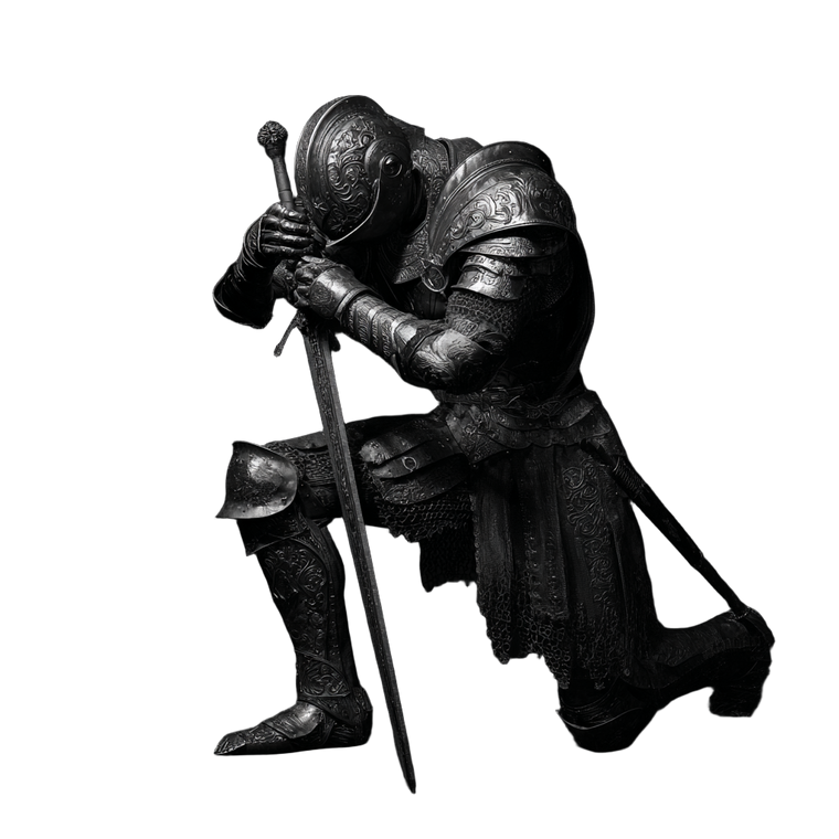 Armored Knight Kneeling V3 Vinyl Car Decal Sticker – Waterproof & UV-Resistant 6.826666666666667"
